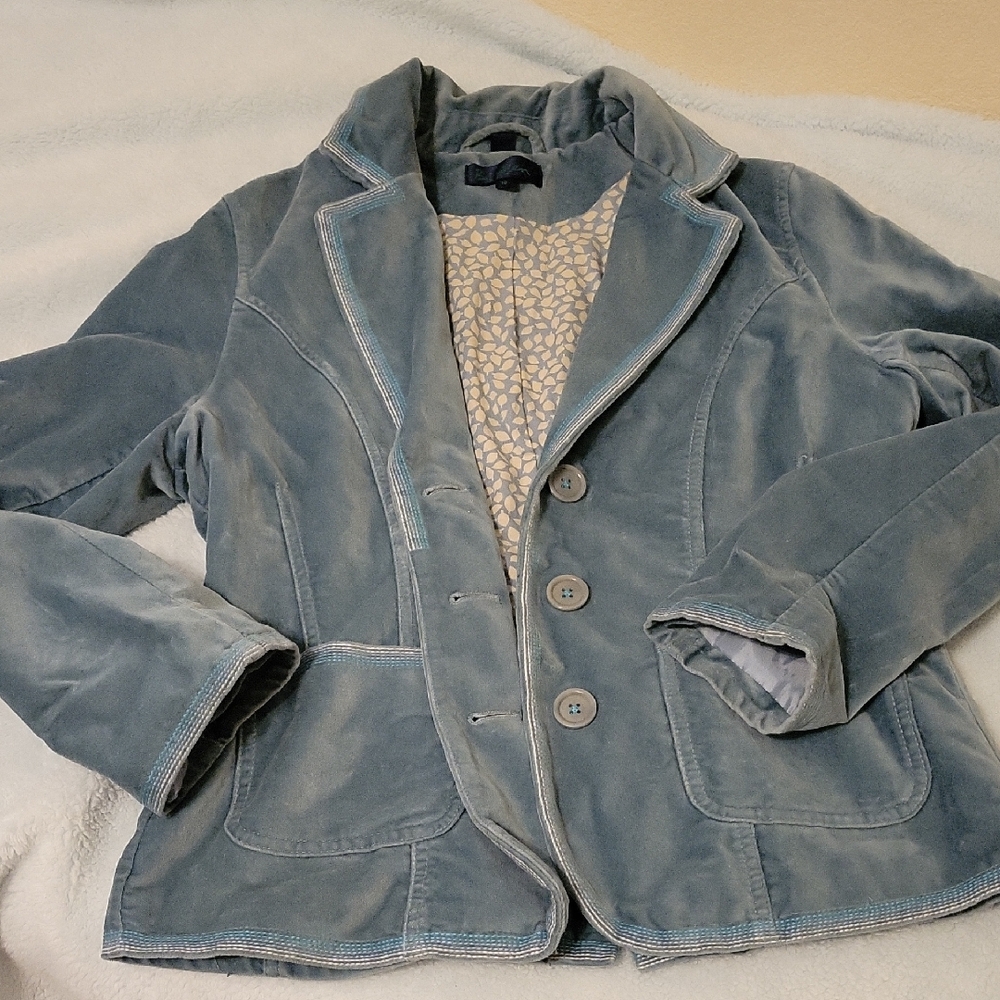 Boden Slate Blue Velvet Blazer